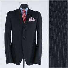 Mens CALVIN KLEIN Blazer 38R US Size Striped Black Wool Sport Coat Jacket