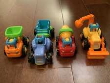 4 friction powered truck car toys construction farm trucks