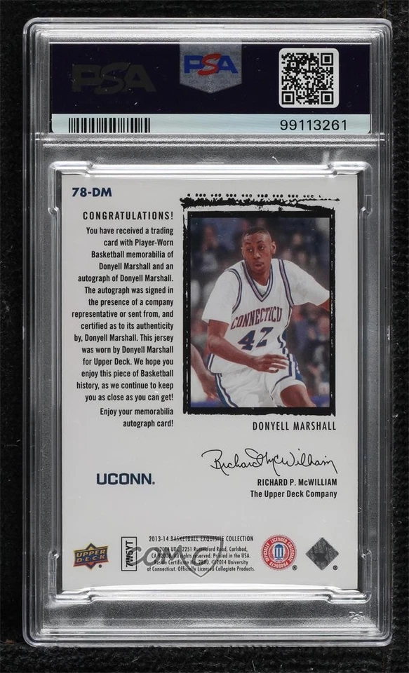 2013 Upper Deck 精致系列 /35 Donyell Marshall PSA 9 完好补丁签名 — 第 2/2 张图片