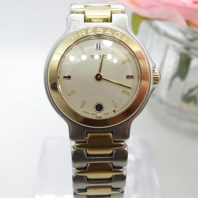 Seiko Presage Quartz Women's Watch with Date and Stainless Steel Bracelet