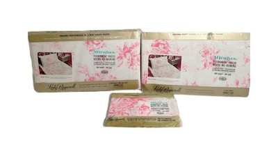 Vintage Lady Pepperell Miralux Rose Toile Bedding Set Floral New Old Stock