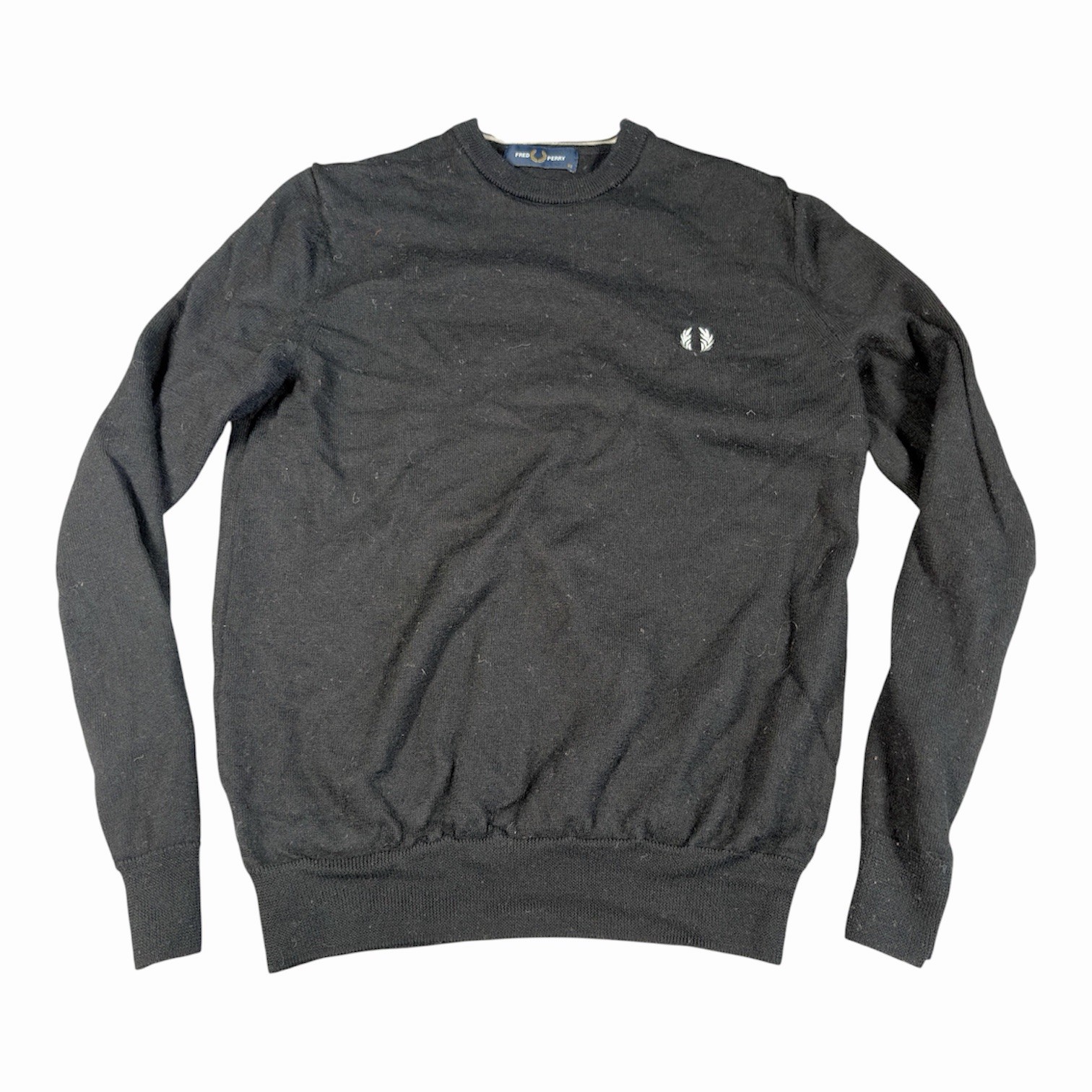 Fred Perry, Vintage 90s Fred Perry Sweater Crewneck Pullover Black Sz XS Men’s