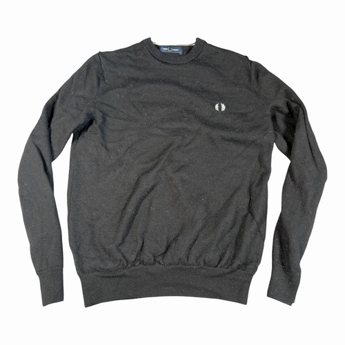 Fred Perry, Vintage 90s Fred Perry Sweater Crewneck Pullover Black Sz XS Men’s