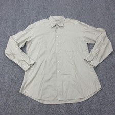 Ermenegildo Zegna Dress Shirt Mens 16.5 42 Beige Check 100 Cotton Italy