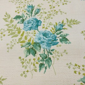 Vtg Wallpaper Cottagecore Floral Blue Roses Partial Roll Farm 96”lx20.5 Textured