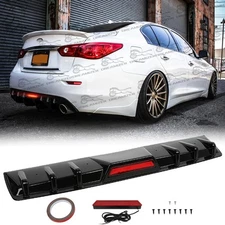 Glossing Black Rear Bumper Diffuser Lip w/LED Brake Lights For Infiniti G35 G37