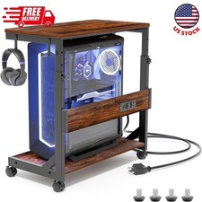 Height Adjustable Computer Tower Stand with Charge Station and USB Charging Port