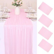 4 Pcs 10FT Blushing Pink Chiffon Table Runners 30x120 Inches Spring Boho Rust...