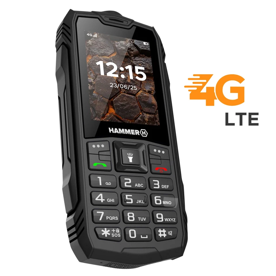 Hammer Téléphone incassable à touches Batterie 3000mAh Étanche IP68 SOS Noir - Photo 3/4