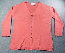 Vintage Laura Gayle Pink Long Cardigan Size L Oversized V-neck