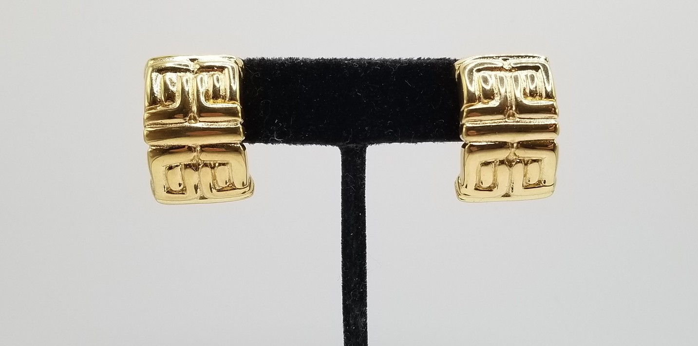 Vintage Givenchy Paris New York Logo Hoop Gold Tone Clip on Earrings thumbnail 7