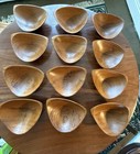 Vintage MCM Emilan Teak Wood Triangular Bowls Mid Century Modern Hand Carved-12 — photo 2
