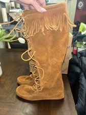 Minnetonka Moccasins Women's Tall Boots W/ Fringe Size 7 