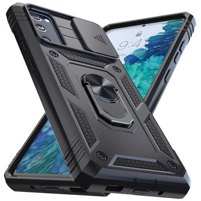 For Samsung Galaxy S20 FE 5G Case, Heavy-Duty with Kickstand & Slide Camera Lens