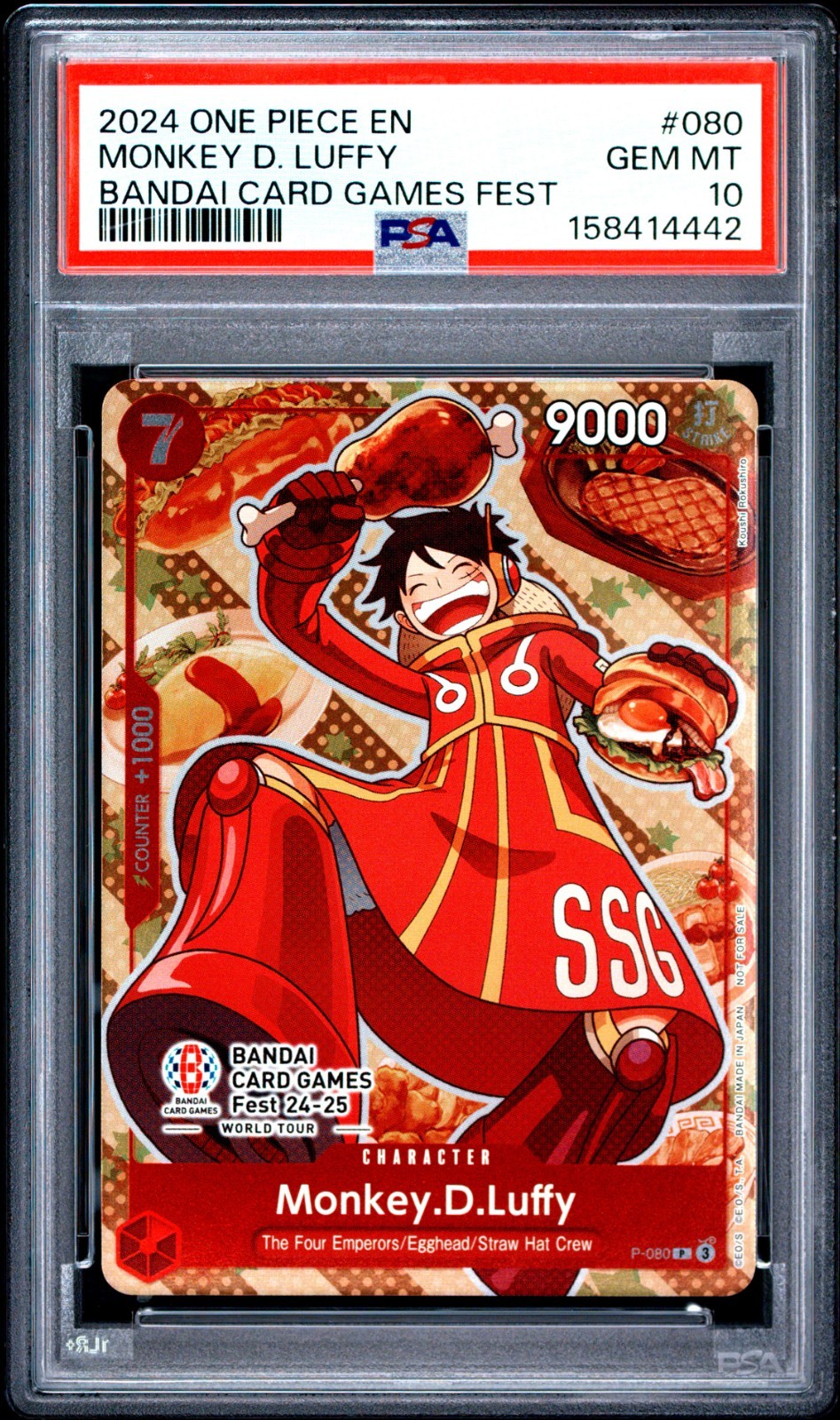 2024 One Piece EN Bandai Card Games Fest Monkey D Luffy #080 PSA 10 GEM MINT