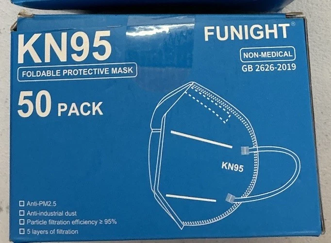 Funight Kn95 Face Masks Black 50 Pack 5 Ply Breathable Disposable Protection