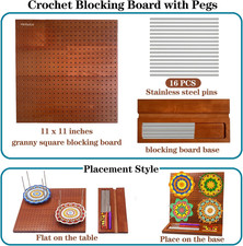 Crochet Blocking Board with 16 Pegs, 11x11 Inch: Granny Square Blocking Board...
