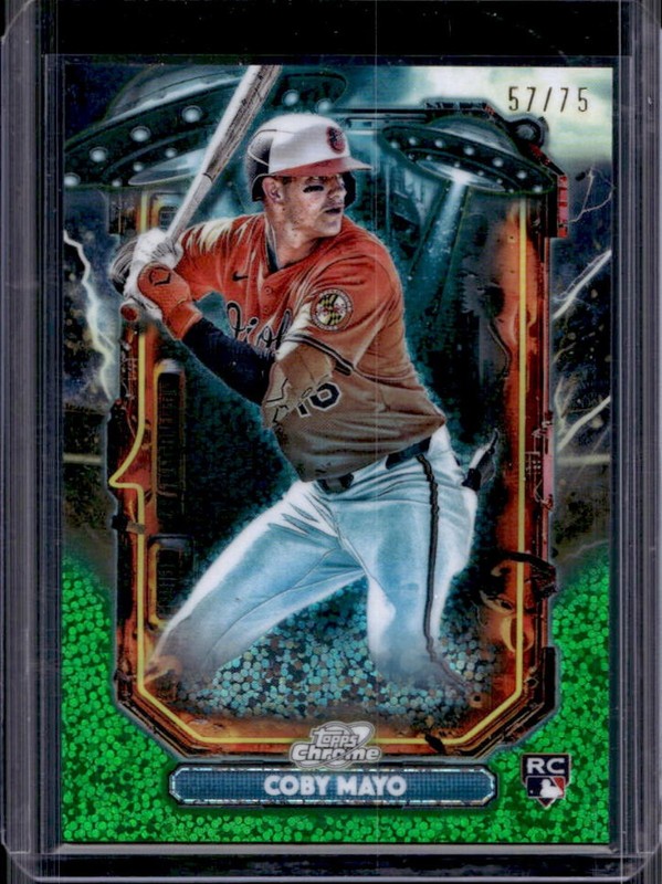 2025 Topps Cosmic Chrome Coby Mayo ET Talent RC Green Space Dust #/75