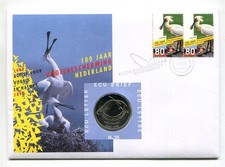 D450215 Netherlands ECU Coin Cover Centenary Bird Protection 1999