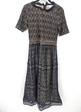 Baltic Born Dress Women Small Black Lace Midi Fit & Flare Whimsygoth Cottagecore