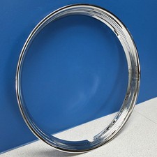 One Single 15 Stainless Steel Chrome Hot Rod Ribbed Trim Ring New Tr2551x