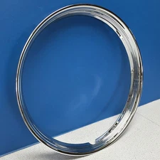ONE SINGLE 15" STAINLESS STEEL CHROME HOT ROD RIBBED TRIM RING NEW # TR2551X