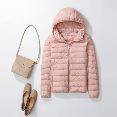 Damen Pufferjacke Ultraleicht Daunenjacke mit Kapuze 15 Farben XS 5XL Herbst