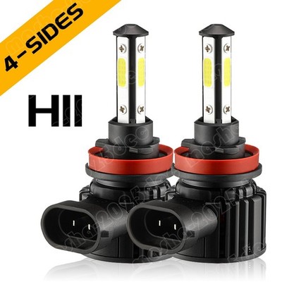 2PCS 4-Sides H11 LED Headlights Super Bright White Bulbs Conversion Kit Low Beam