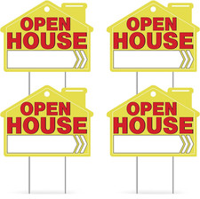 Open House Signs for Real Estate   4 Pack Large Double-Sided Yard Signs with 28I