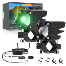 LED Motorcycle Auxiliary Light Kit, 5 Modes, Spot Driving Lights, Green