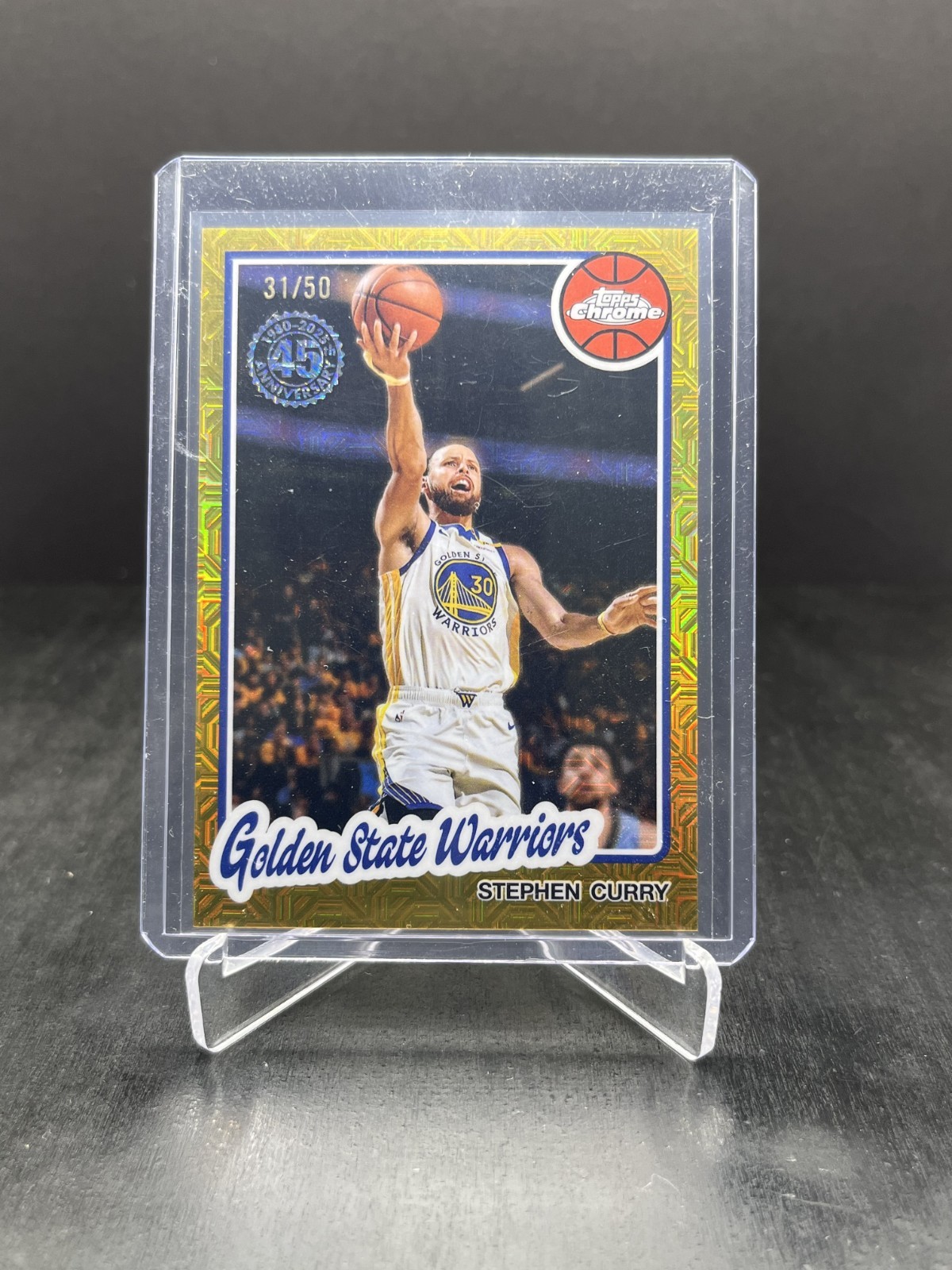 2025-26 Topps Chrome Basketball Stephen Curry 45th Anv. Gold Mojo 31/50 #TC-SCU
