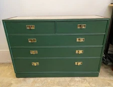 Mid-century Thomasville ‘Isle Of Pines’ Green Campaign Dresser w/Stone Top