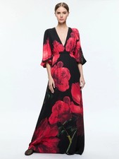 Alice + Olivia Clarissa Maxi Dress 6 in Peony Petals Bright Ruby NWT $695