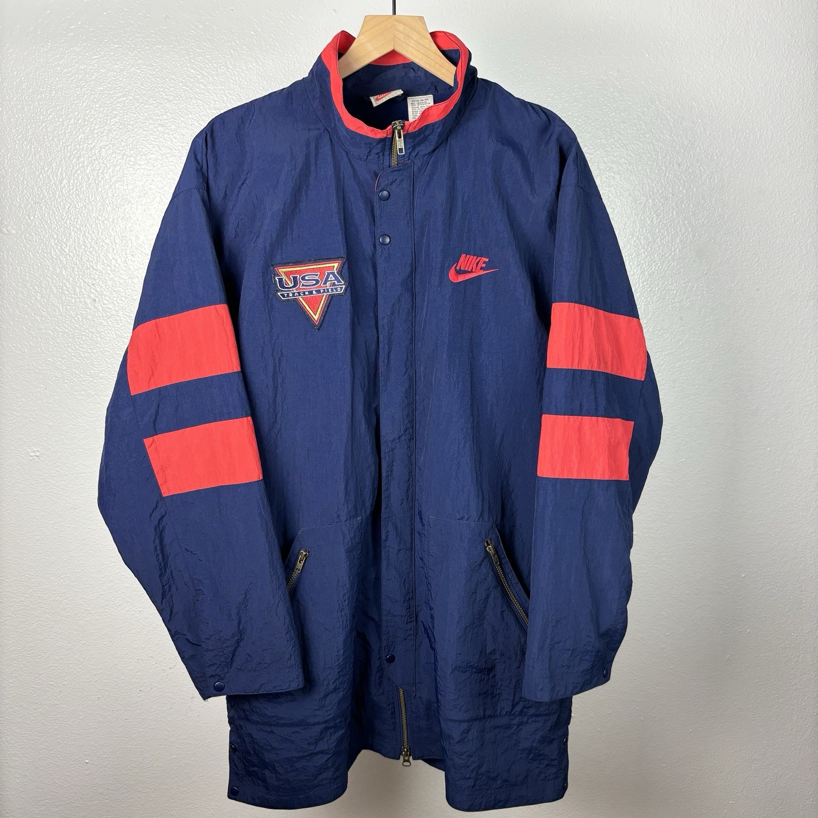 Vintage Nike USA Track and Field Full Zip Windbreaker Over Coat Fits Size Large