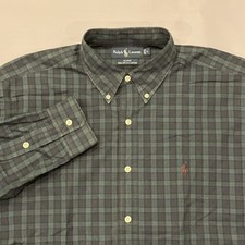 VTG Polo Ralph Lauren Button-Down Shirt Men  s L Blake Oxford Plaid Blue Green