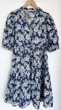 Uniqlo X Paul And Joe Blue Floral Short Sleeve A Line Dress Small S