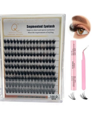 Eyelashes Clusters 100D Premium Quality Includes Bond, Seal, & Tweezer  8-16 mm