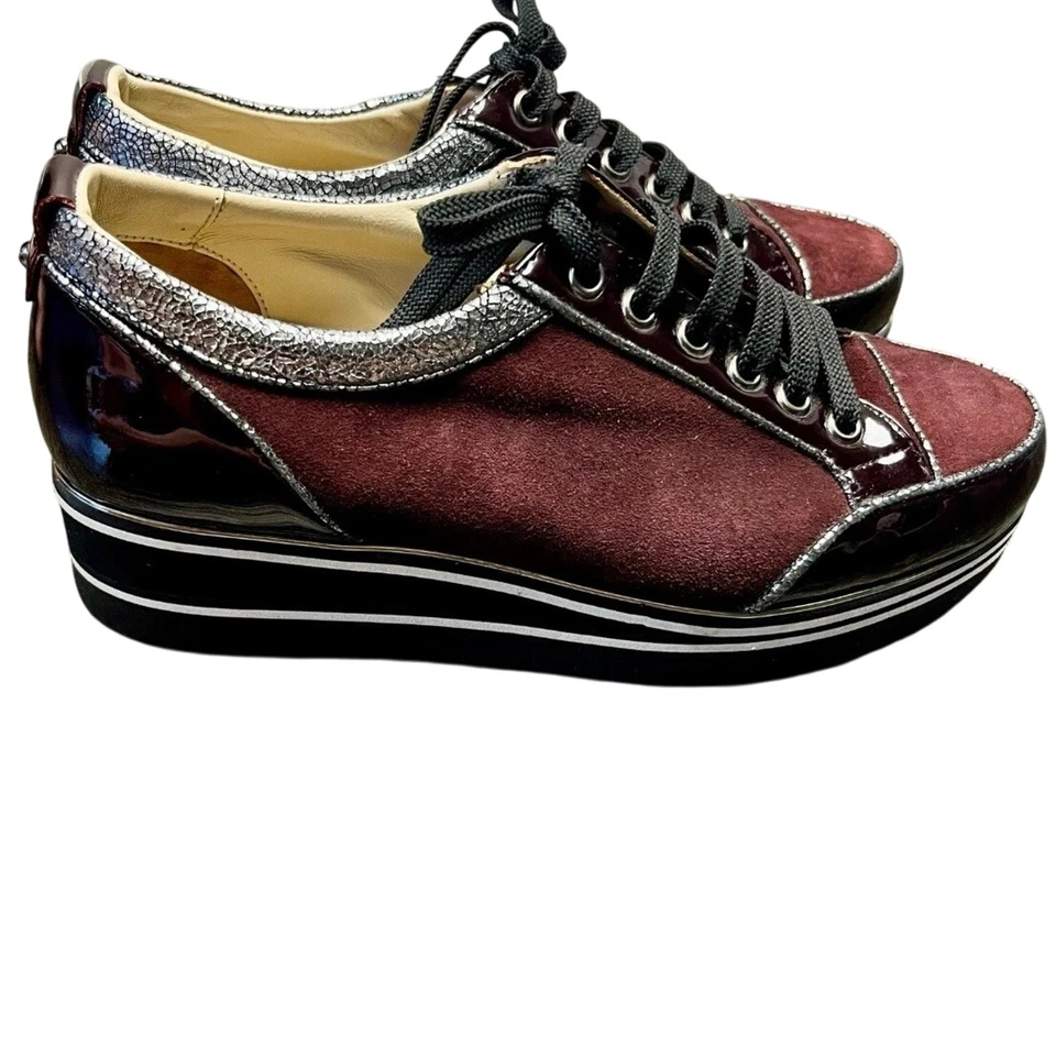 Zapatillas deportivas italianas Zocal zapatos borgoña gamuza charol hechas a mano talla 6,5 EU 37 Foto 2 de 4