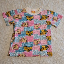 Vintage 90s Disney Lion King Simba Nala Pink Print Girls Shirt Disney Size 8