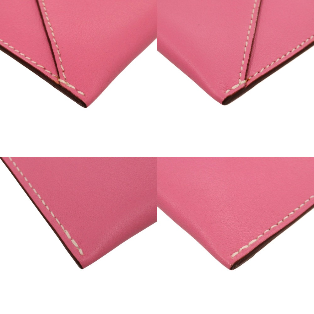 AUTHENTIC HERMES Pochette BiancaPouch pink White Leather — image 4