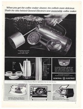 General Electric Coffee Maker Ad Vintage 1960s Mid Century Kitchen Wall Art 1964