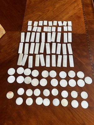 84 Antique Bone Gaming Chips In 4 Different Shapes