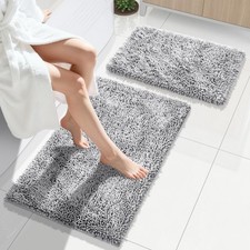 Bathroom Rug Set 2 Piece, Luxury Shaggy Bath Mat Set with Non Slip Backing, U...