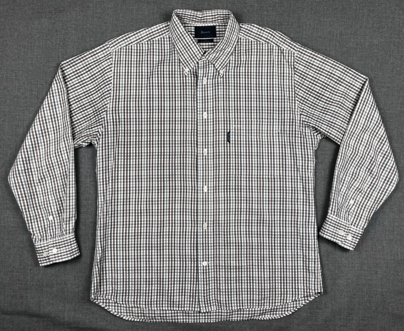 Faconnable Button Down Brown Gray Check Long Slee… - image 2