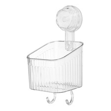 Clear Suction Cup Shower Caddy With Hooks 3.7 Inch Wall Mount Organizer
