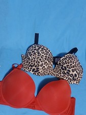 Lot of Juicy Couture Bras Size 38D Lightly Lined Bra Leopard Print Red Logo
