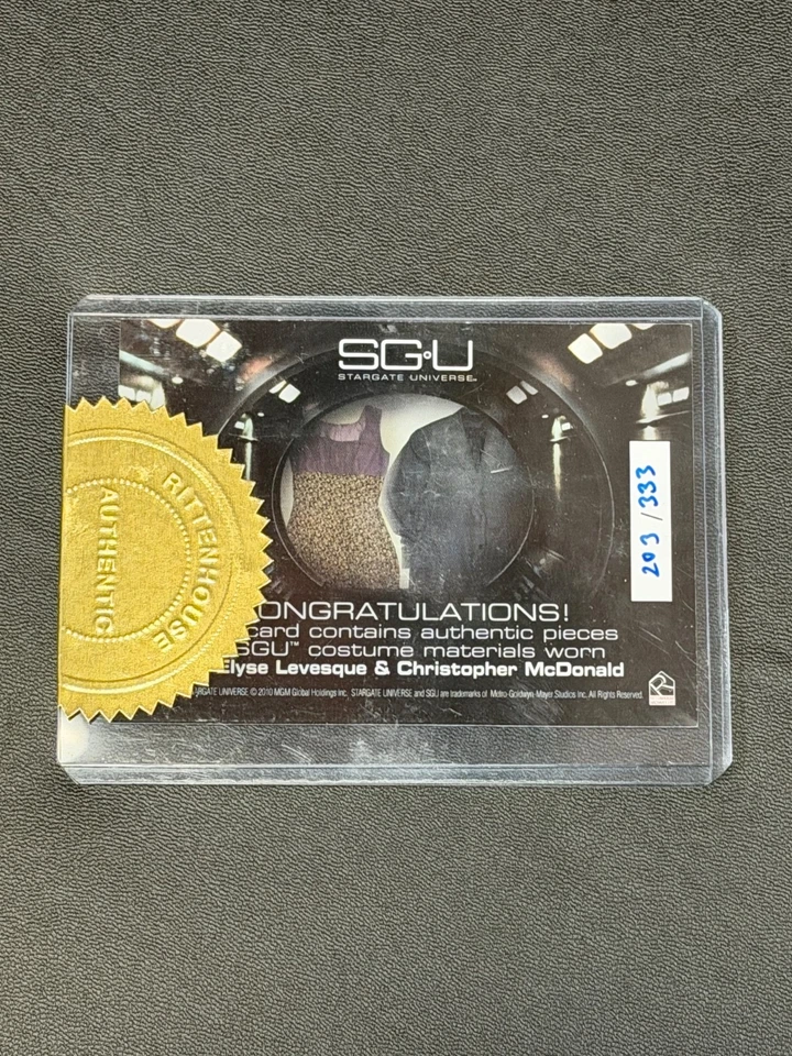 Stargate Universe SGU Season 1 Chloe & Alan Armstrong Dual Costume Relic 203/333 - Image 2 of 2