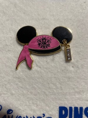 Disney Parks Pirate Princess Mickey Ear Hat Pink w Dangle Rhinestone Pin Trading