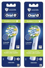 Lot of 2 Oral-B FlossAction 3 Replacement Brush Heads Refill 6 Total 