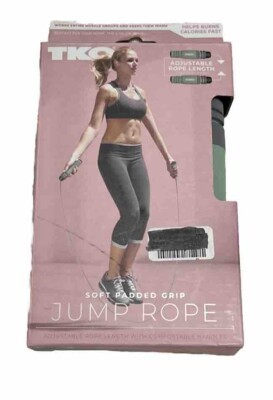 TKO Non-Slip Soft Grip 9 FT Jump Rope Color Teal & Grey Unisex Fitness NEW
